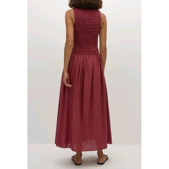 Faithfull The Brand Margot Midi Dress Women's Size 6 Smocked Bodice - Picture 3 of 9